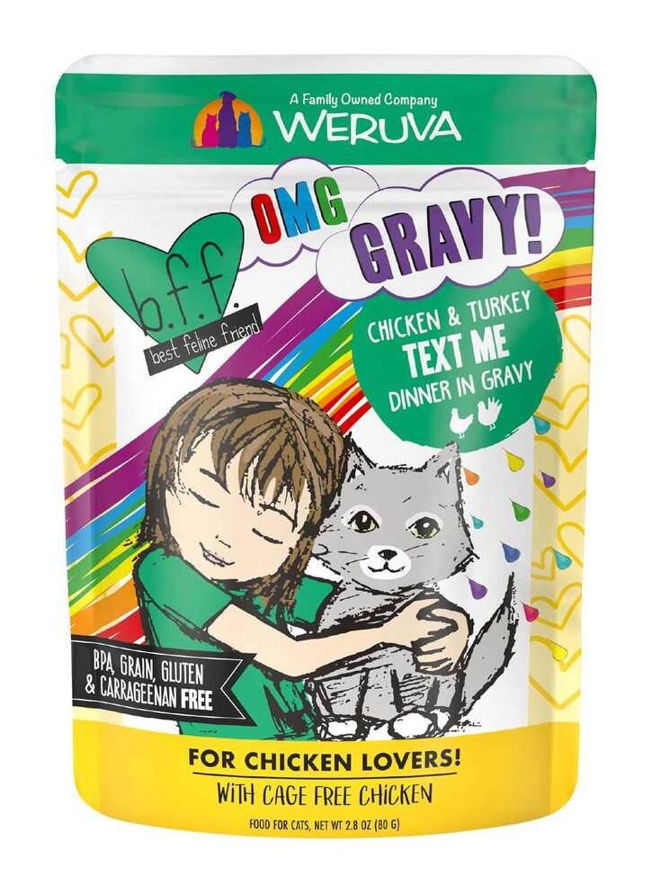 Weruva B.f.f. Omg Text Me Chicken & Turkey Dinner in Gravy Wet Cat Food (2.8 oz)