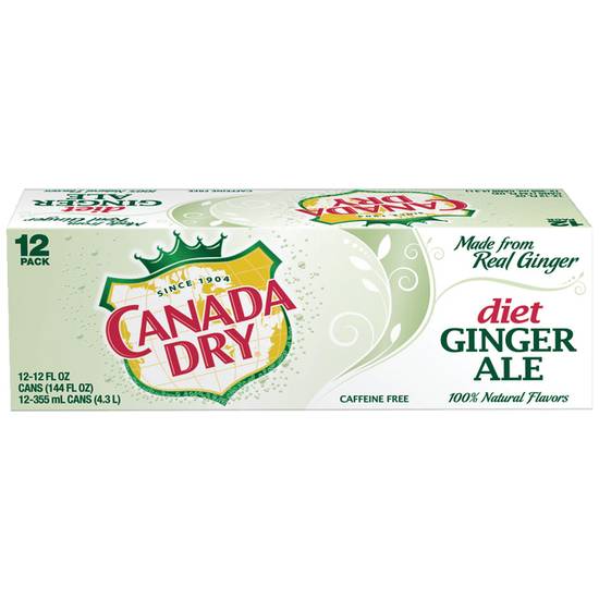 Canada Dry Diet Ginger Ale Soda 12-Pack of 12oz Cans