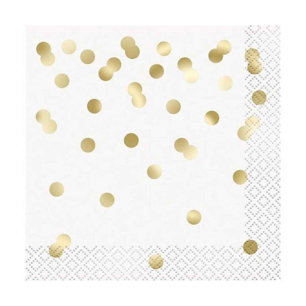 321 Party! Foil Gold Confetti Dots Beverage Napkins 16 Ct