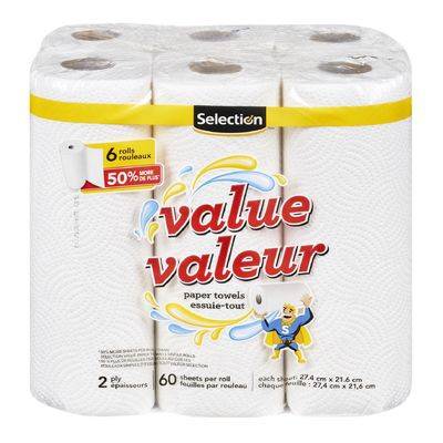 Selection essuie-tout double épaisseur (6 rolls) - paper towels 2-ply (6 rolls)