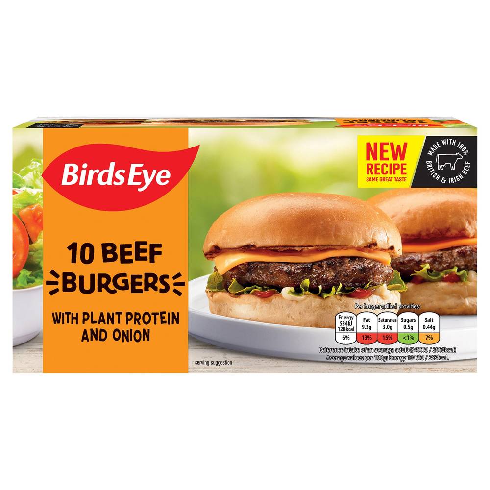 Birds Eye 10 Original Beef Burgers with Onion 567g