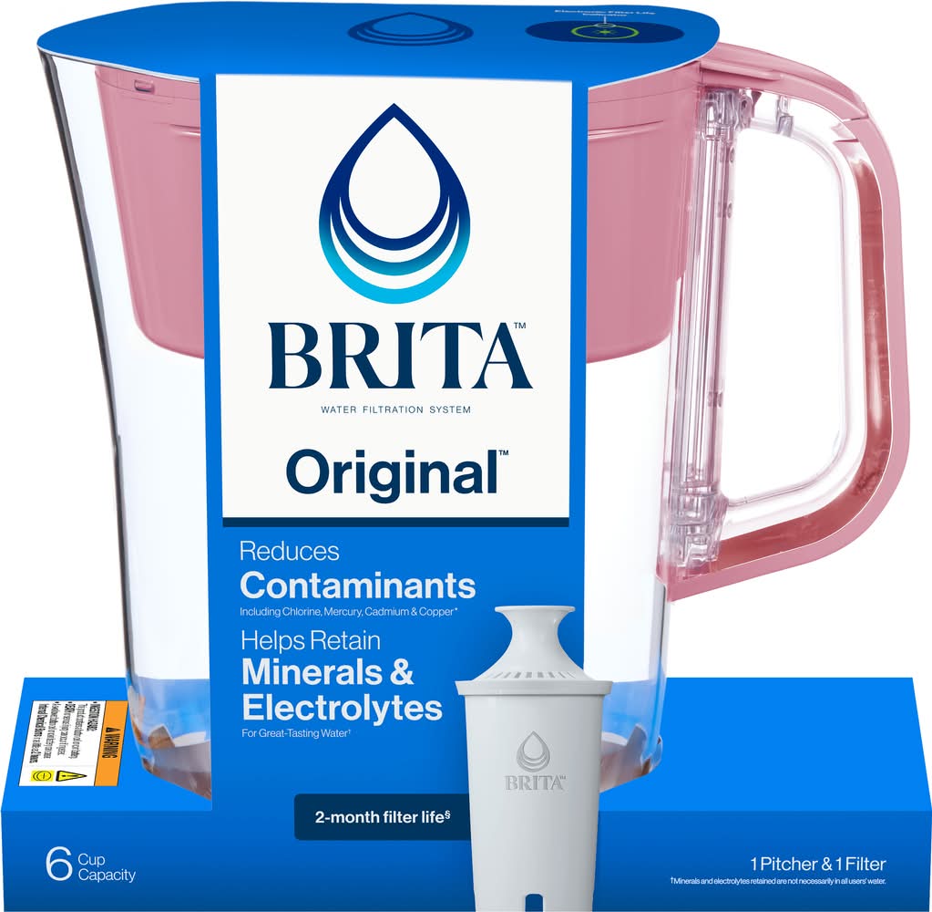 Brita Denali Pitcher Dispenser With Standard Water Filter, Cherry Blossom Pink