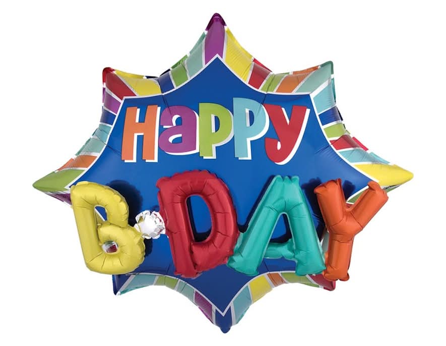35" Happy Birthday Star Burst Multi Balloon