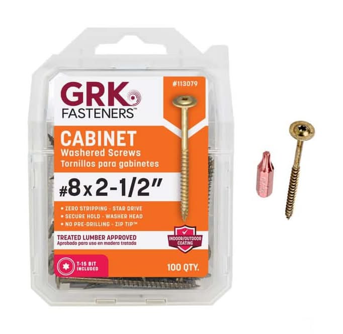 Grk Fasteners #8 X 2-1/2 In. Star Drive Low Profile Washer-Head Wood Cabinet Screw (100 Per Pack)
