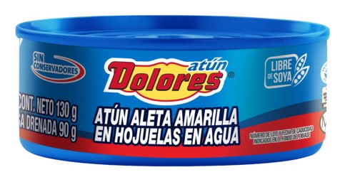 Dolores · Atún aleta amarilla en hojuelas en agua (130 g)