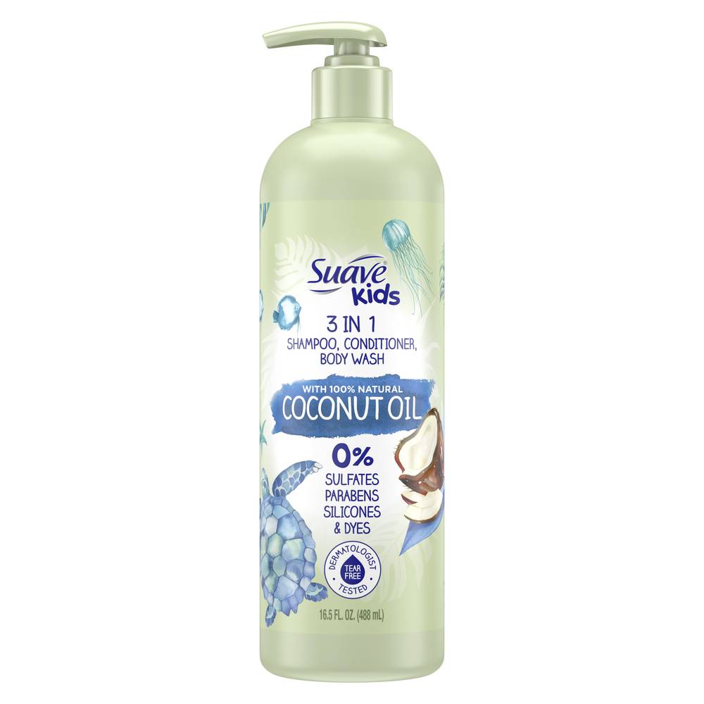 Suave Kids Naturals 3in1 Shampoo Conditioner Body Wash with Coconut Oil - 16.5 oz