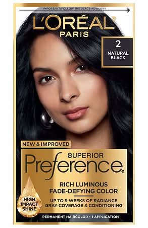 L'Oréal Superior Preference Luminous Fade Defying Permanent Hair Color, 2 Natural Black