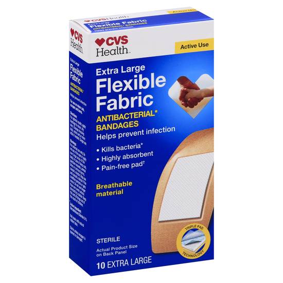 Cvs Health Extra Large, Flexible Fabric Antibacterial Bandages (10 ct)