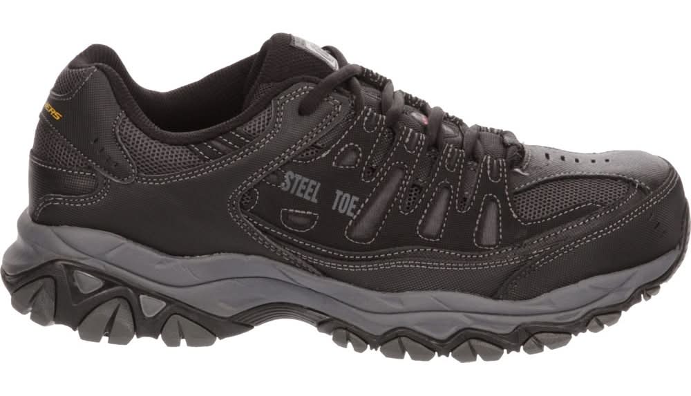 SKECHERS Men's Relaxed Fit Cankton Lace Steel Toe Work Shoes, Black, 10.5