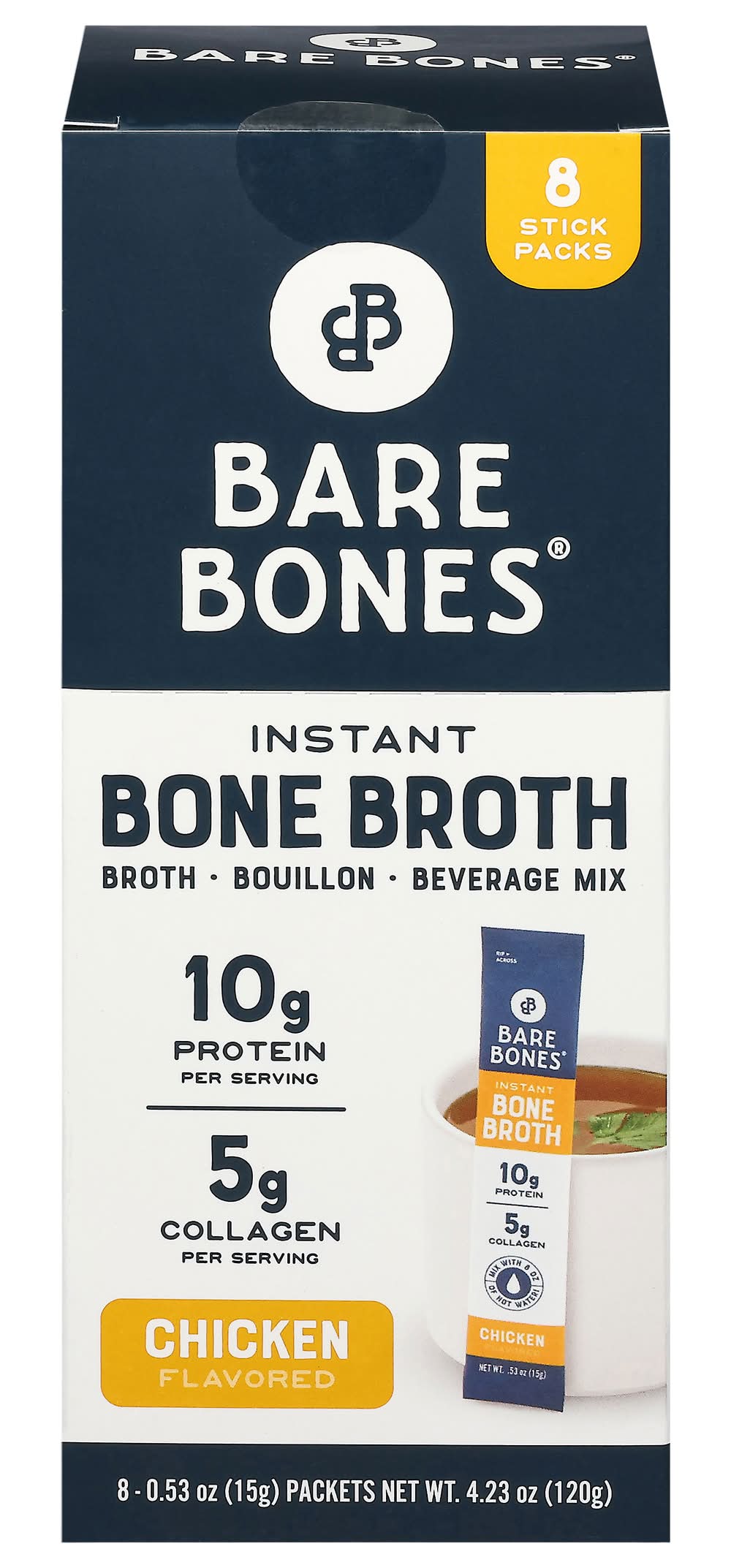 Bare Bones Bone Broth, Chicken (4.23 oz, 8 ct)