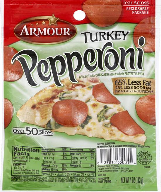 Armour Turkey Pepperoni (50 ct)