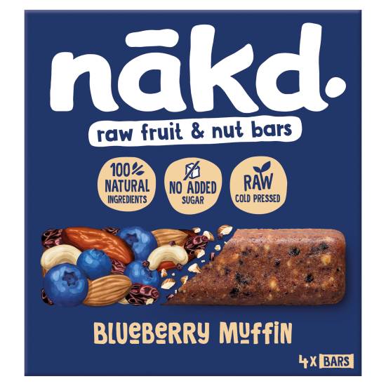 Nākd Raw Fruit & Nut Bars Blueberry Muffin 4 X 35g