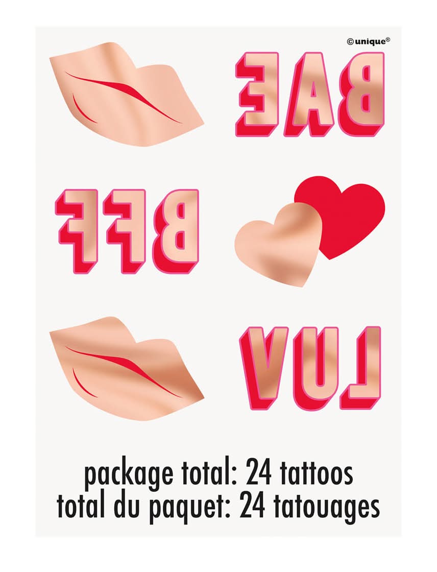 Unique Party Foil Valentine'S Day Tattoos 24 Count