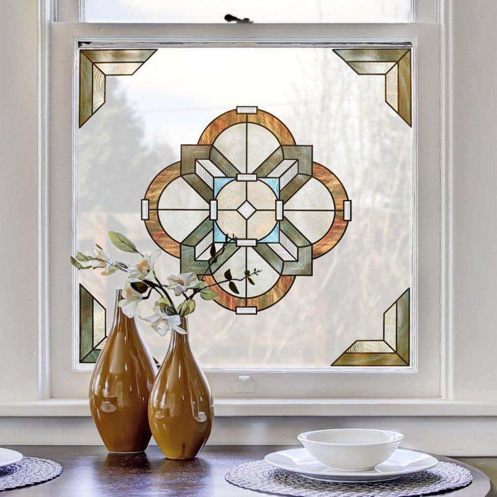 Artscape 12 In. X 12 In. Newport Amber Medallion Decorative Window Film