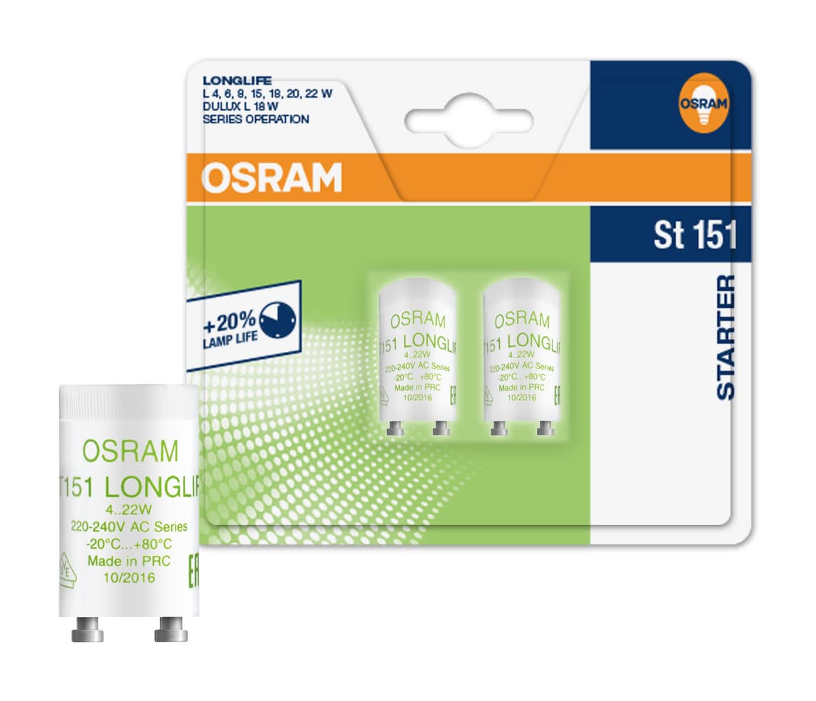 Osram Fluorescent Tube Starter - 2 Pack