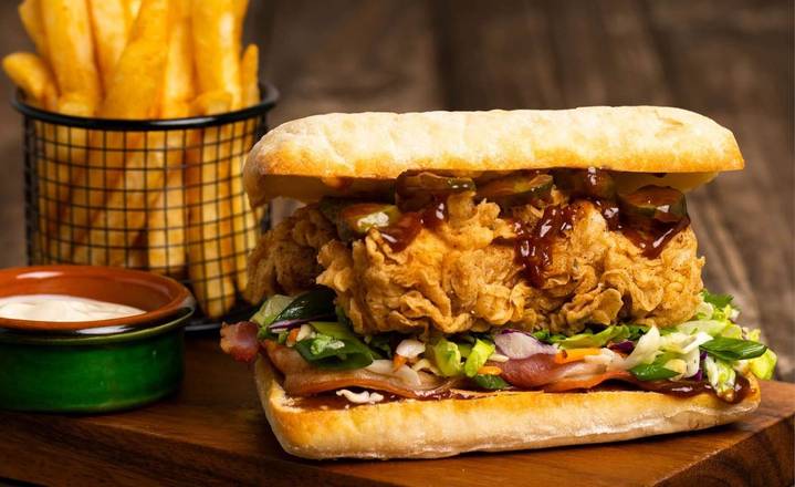 Southern Fried BBQ Chicken & Cheese Ciabatta