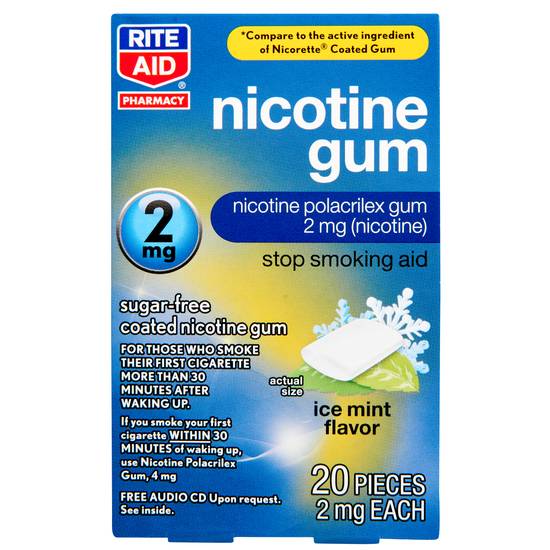 Rite Aid Nicotine Gum, 2 mg, Ice Mint - 20 ct