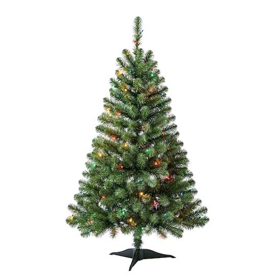 4Ft. Pre-Lit Lakewood Spruce Artificial Christmas Tree, Multicolor Lights By Ashland