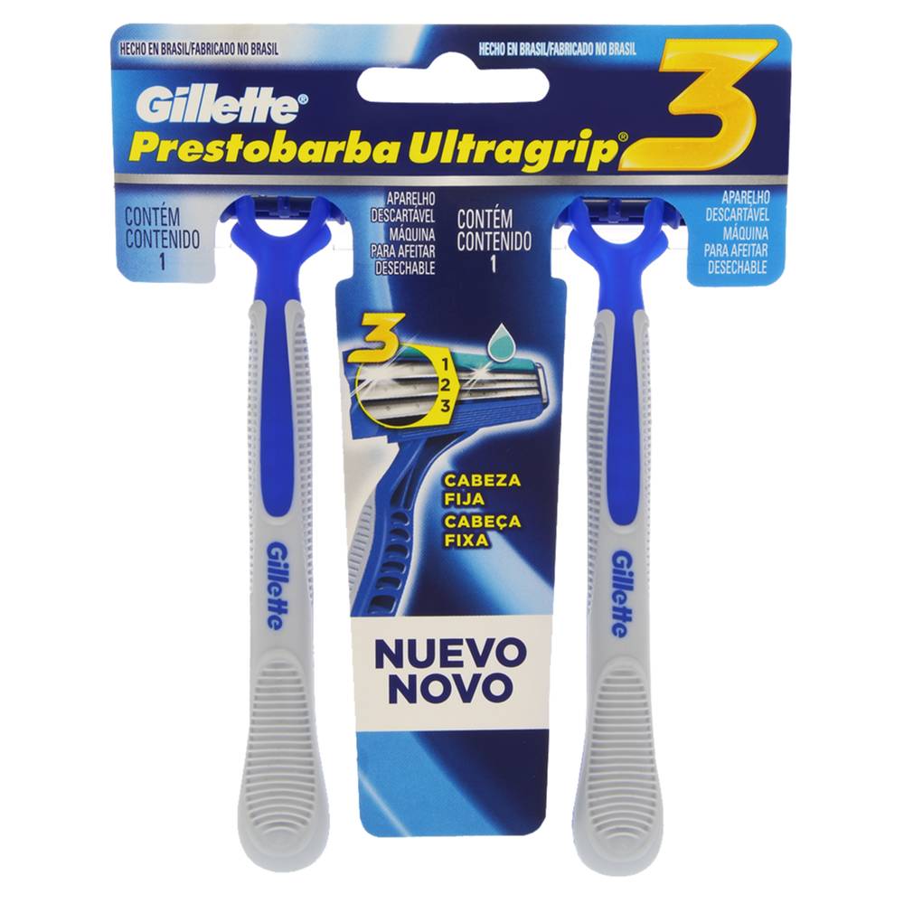 Gillette aparelho de barbear descartável prestobarba ultragrip 3 (2 un)