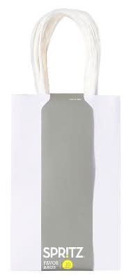 Spritz Party Favor & Goodie Junior Tote Gift Bags, 8.375x5.25x3.25 in, White (12 ct)