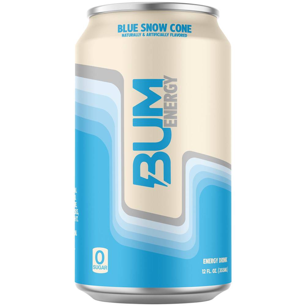 Bum Energy Energy Drink (12 pack, 12 fl oz) (blue snow cone)