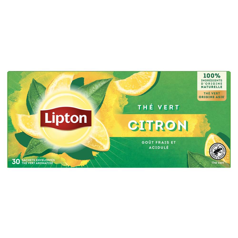 Lipton - Thé vert citron au goût frais et acidulé (48 g)