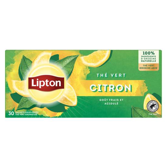 Lipton - Thé vert citron au goût frais et acidulé (48 g)