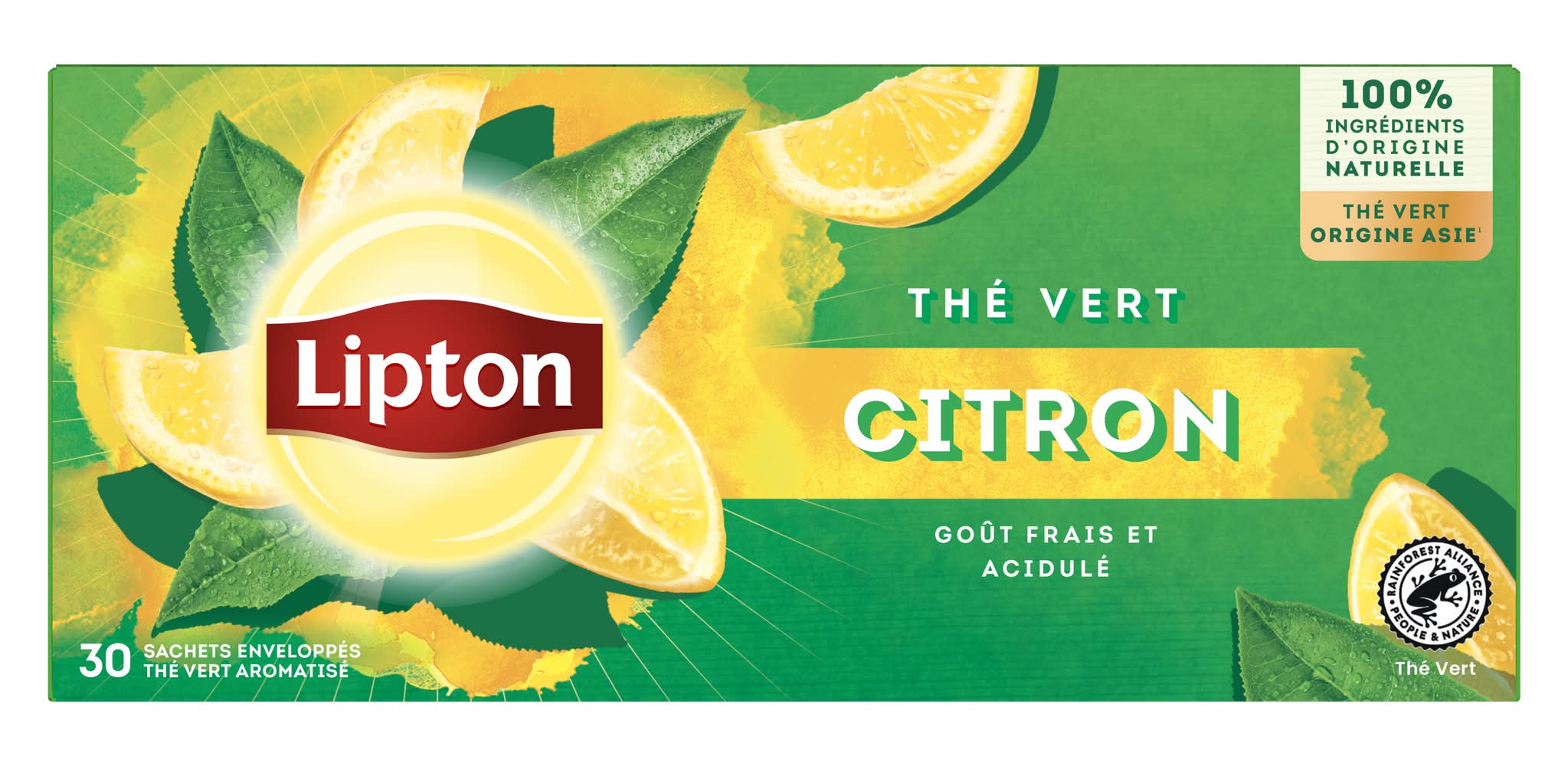Lipton - Thé vert citron au goût frais et acidulé (30)