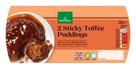 Morrisons Sticky Toffee, Puddings Snacks (2 pack)