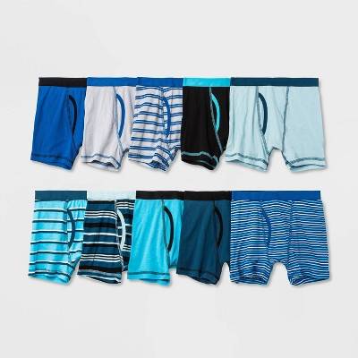 Boys' 10pk Striped Boxer Briefs - Cat & Jack™ M