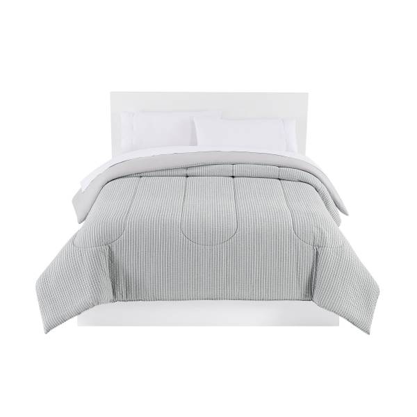 R+R Comforter Poly Seersucker, Queen, Gray