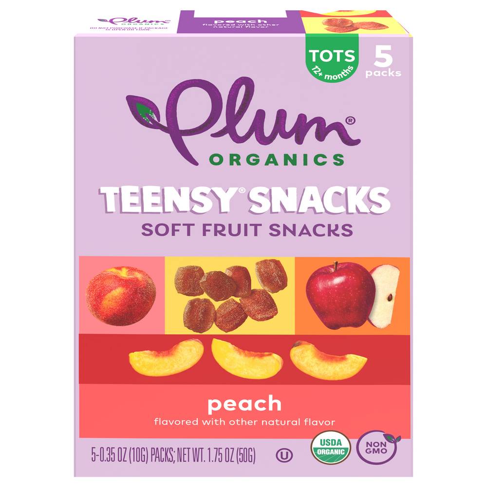Plum Organics Teensy Snacks Peach Soft Fruit Snacks Tots (5 ct)