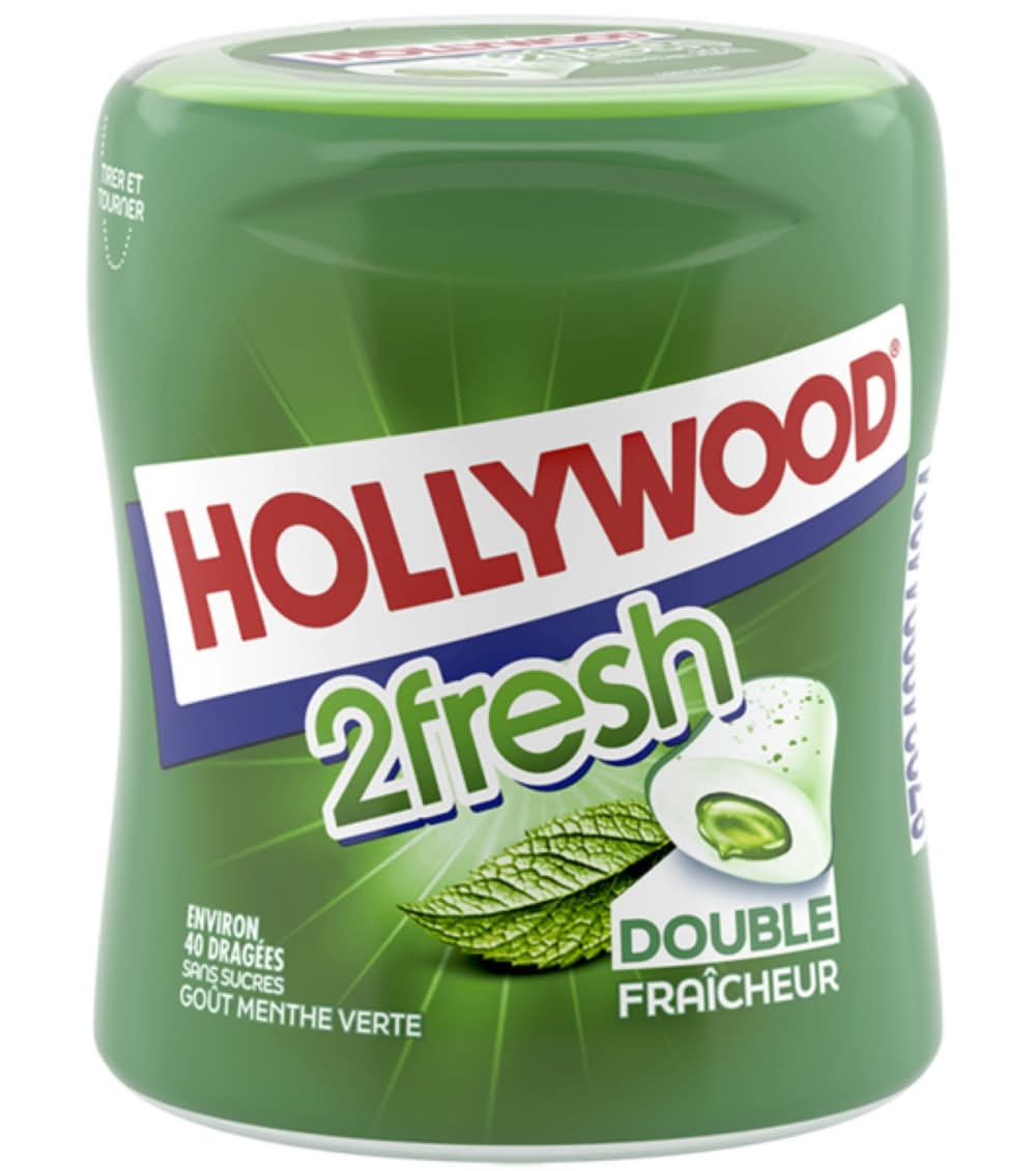 Hollywood - 2 Fresh chewing gum, menthe verte-chlorophylle (88g)