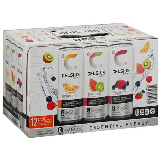 Celsius Sparkling Energy Drink Variety pack (12x 12oz cans)