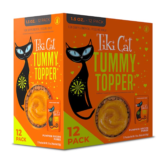 Tiki Cat Topper Multipack, Tummy Topper, Pumpkin Recipe in Broth Cat Food, 1.5 oz., Count of 12
