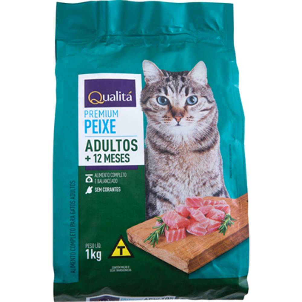 Qualitá ração para gatos adultos sabor peixe (1kg)