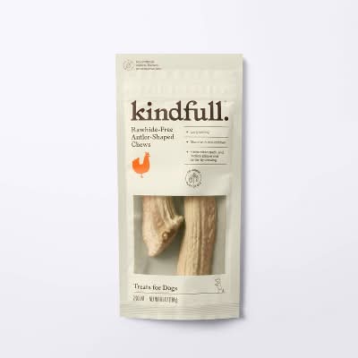 Kindfull Rawhide-Free Antler Shaped Chicken Dog Treats (6.5 oz, 2 ct)