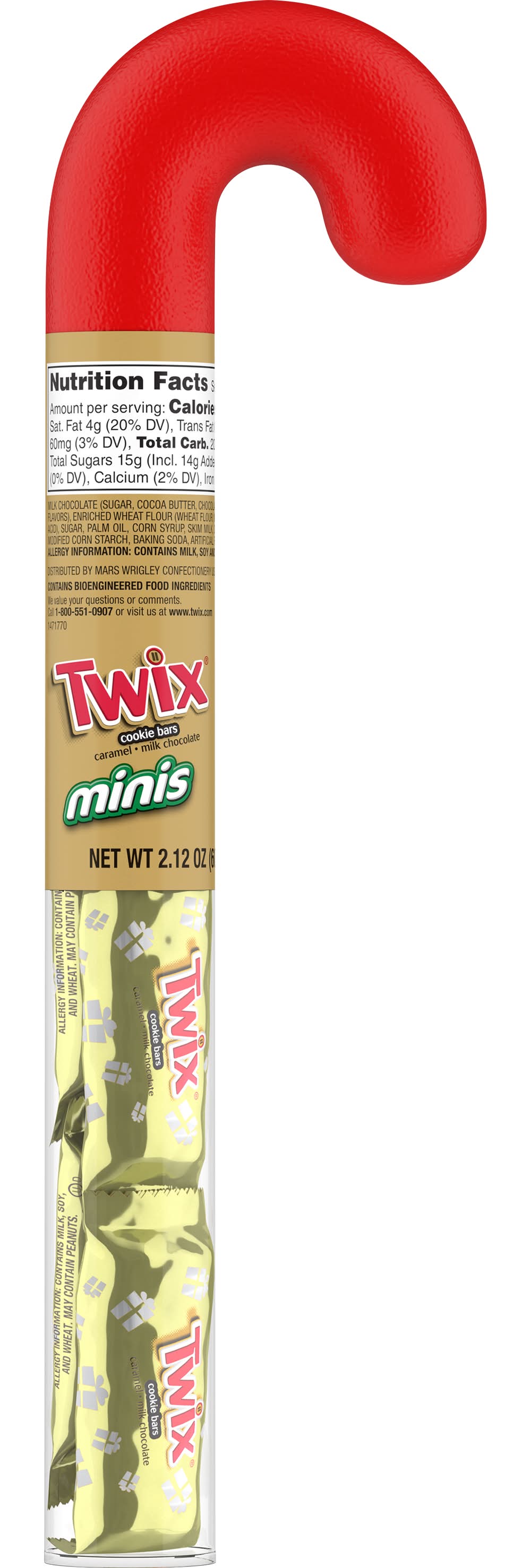 Twix Holiday Minis Milk Chocolate Bars Filled Candy Cane (2.12 oz)