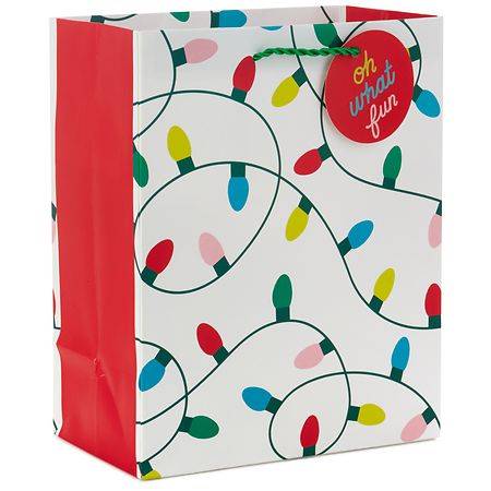 Hallmark Gift Bag (Colorful Christmas Lights on White) Medium - 1.0 ea