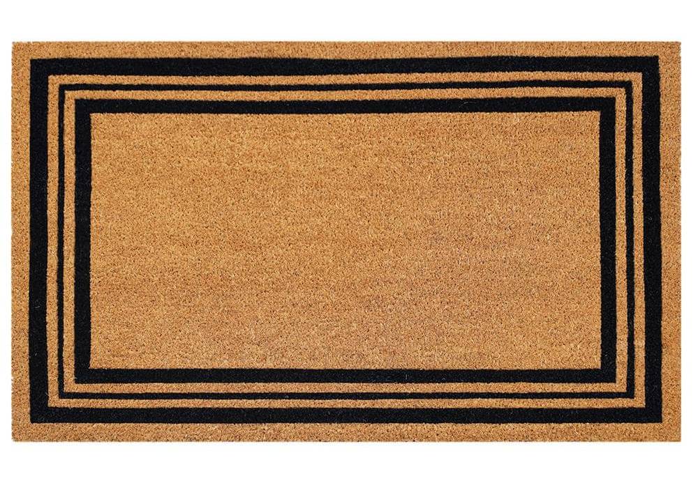 Stylewell Coir Non Slip Outdoor Door Mat, 24x36 in , Black Paisley Border
