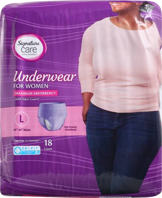 Signature Care Large Maximum Absorbency Underwear For Women (18 ct)