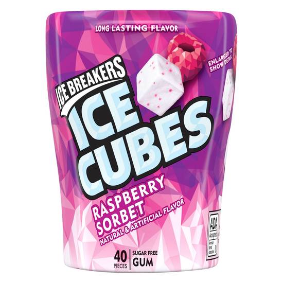 Ice Breakers Ice Cubes Sugar Free Raspberry Sorbet Gum