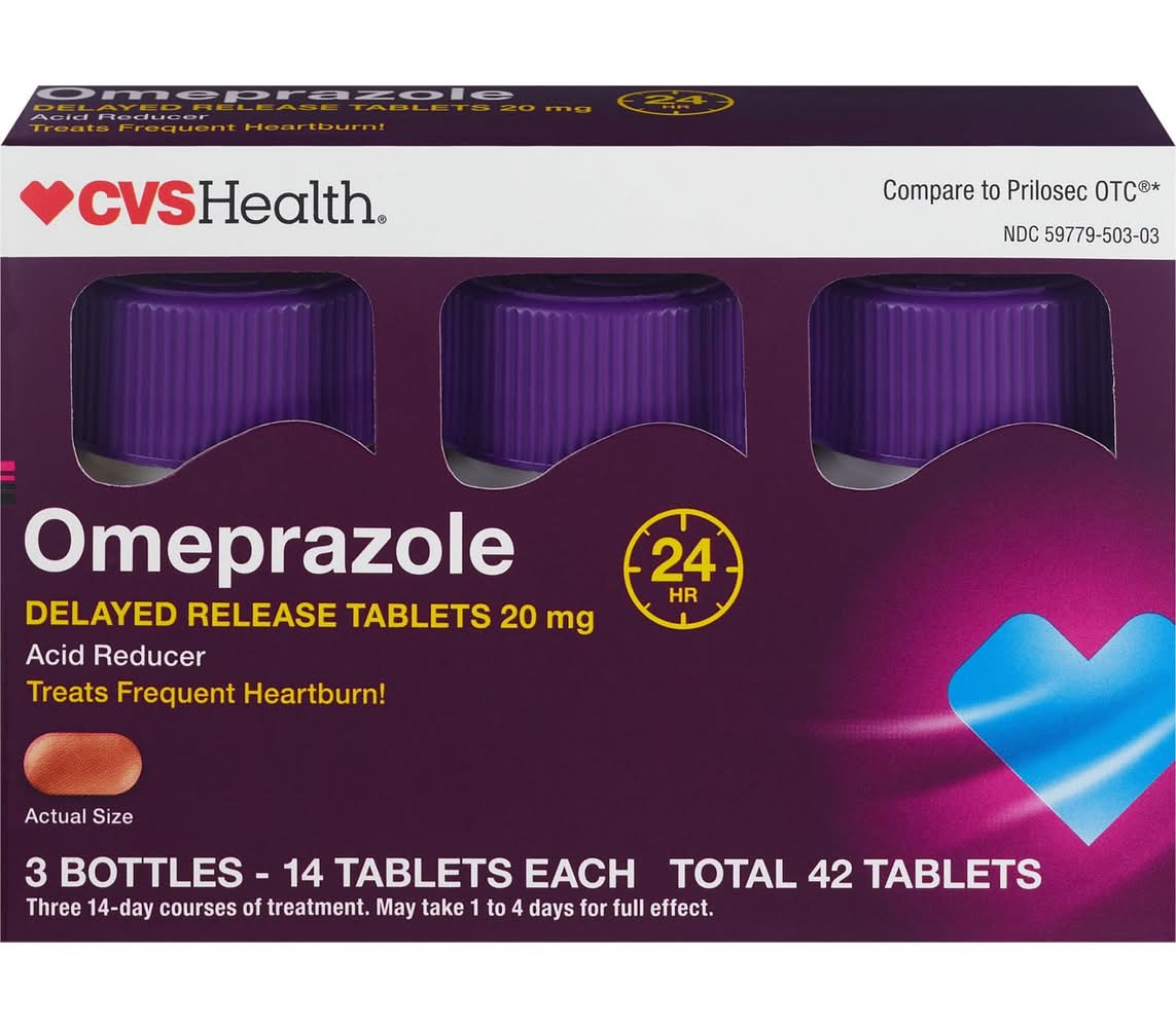 CVS Health Omeprazole Delayed Release Tablets Bottles 20 mg (3 x 12 ct)