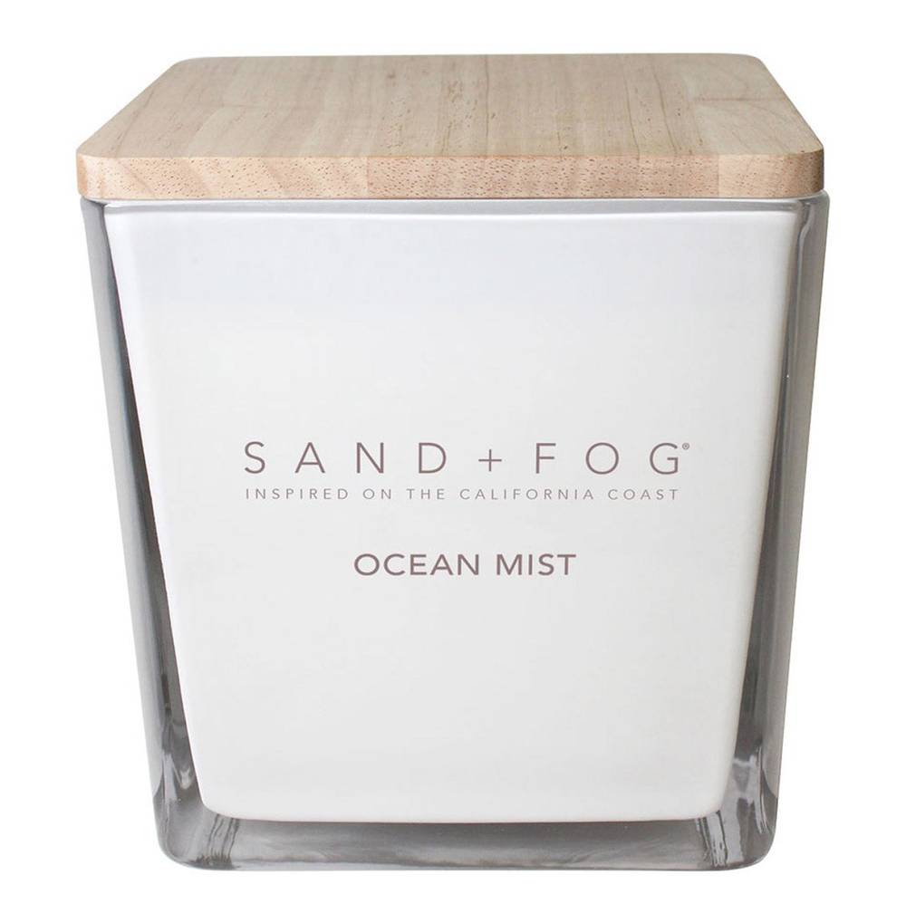 Sand + Fog 57oz Square Candle with Rubber Wooden Lid, Assorted Scents