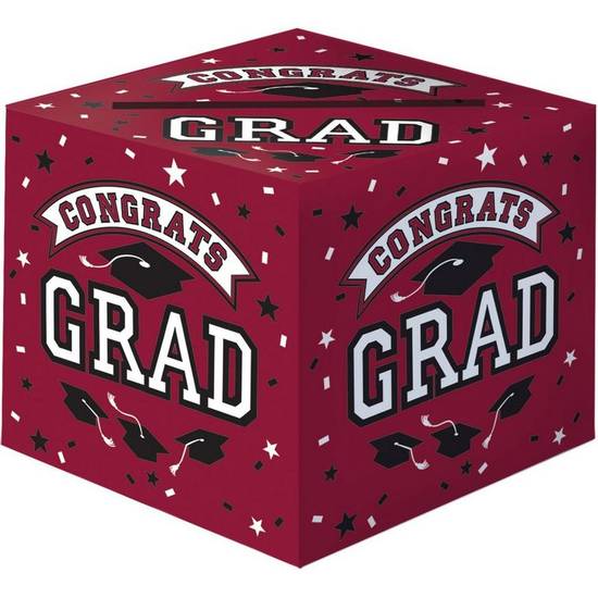 Maroon Congrats Grad Cardstock Card Holder Box, 12in