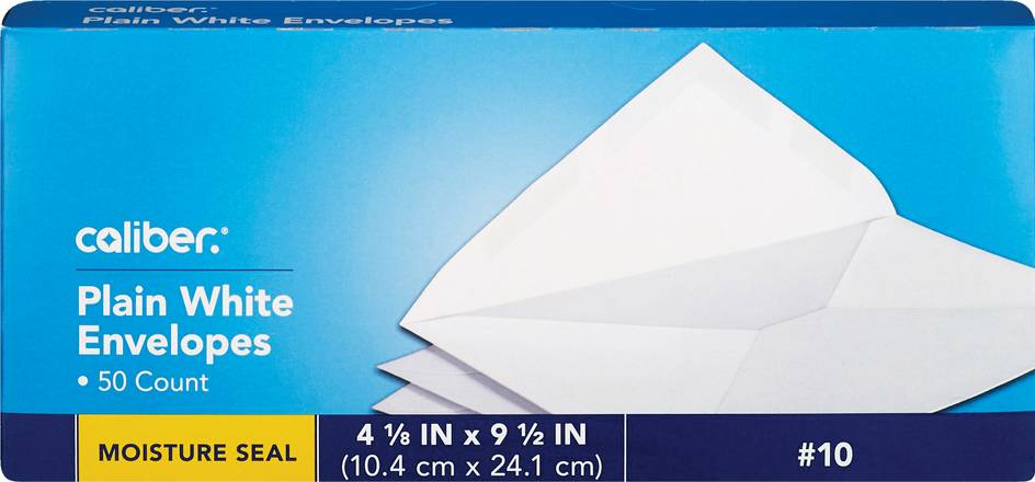 Caliber Plain White Moisture Seal Envelopes, 50 ct