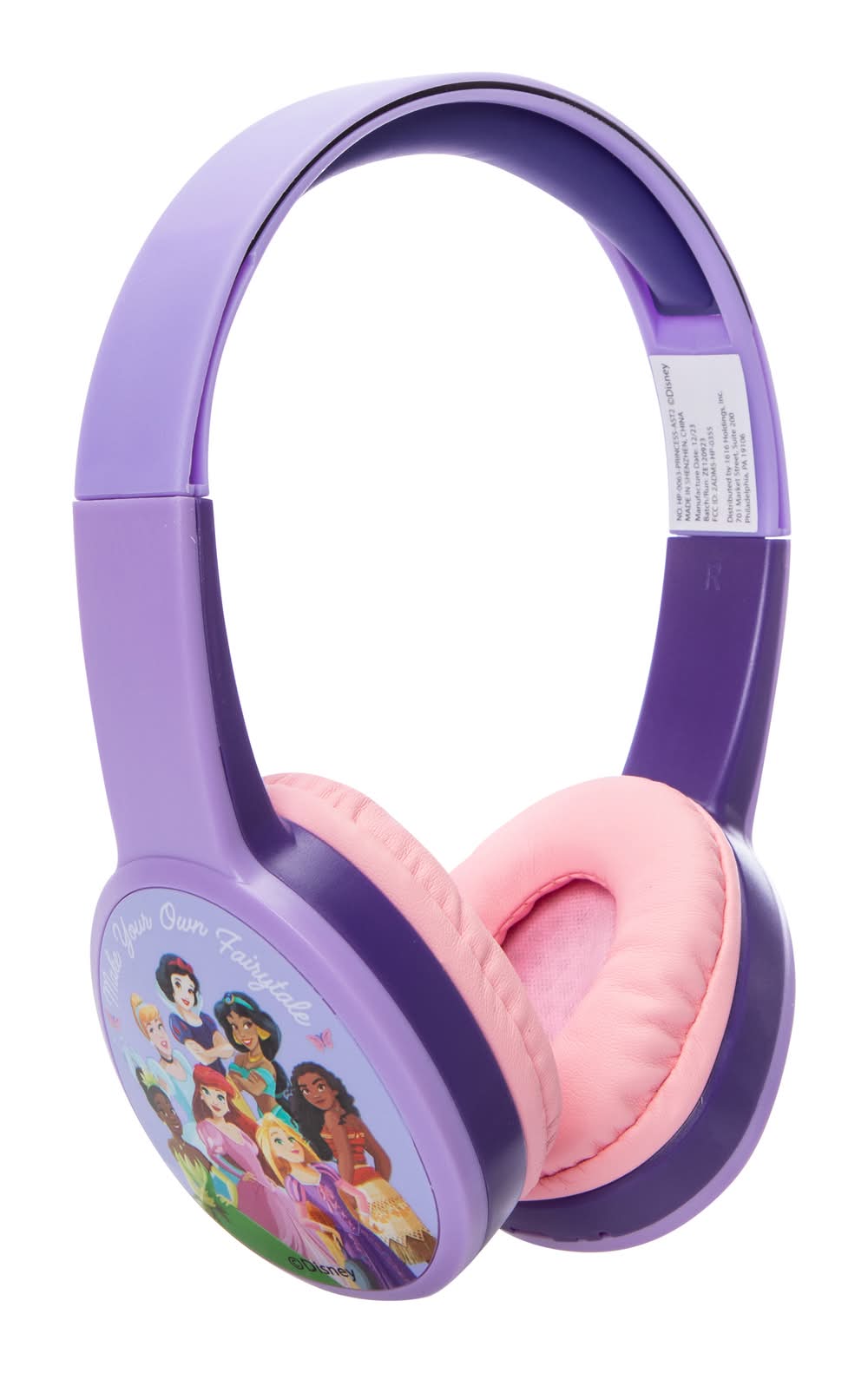 Disney Princess Kid-Safe Bluetooth Wireless Headphones, Pink