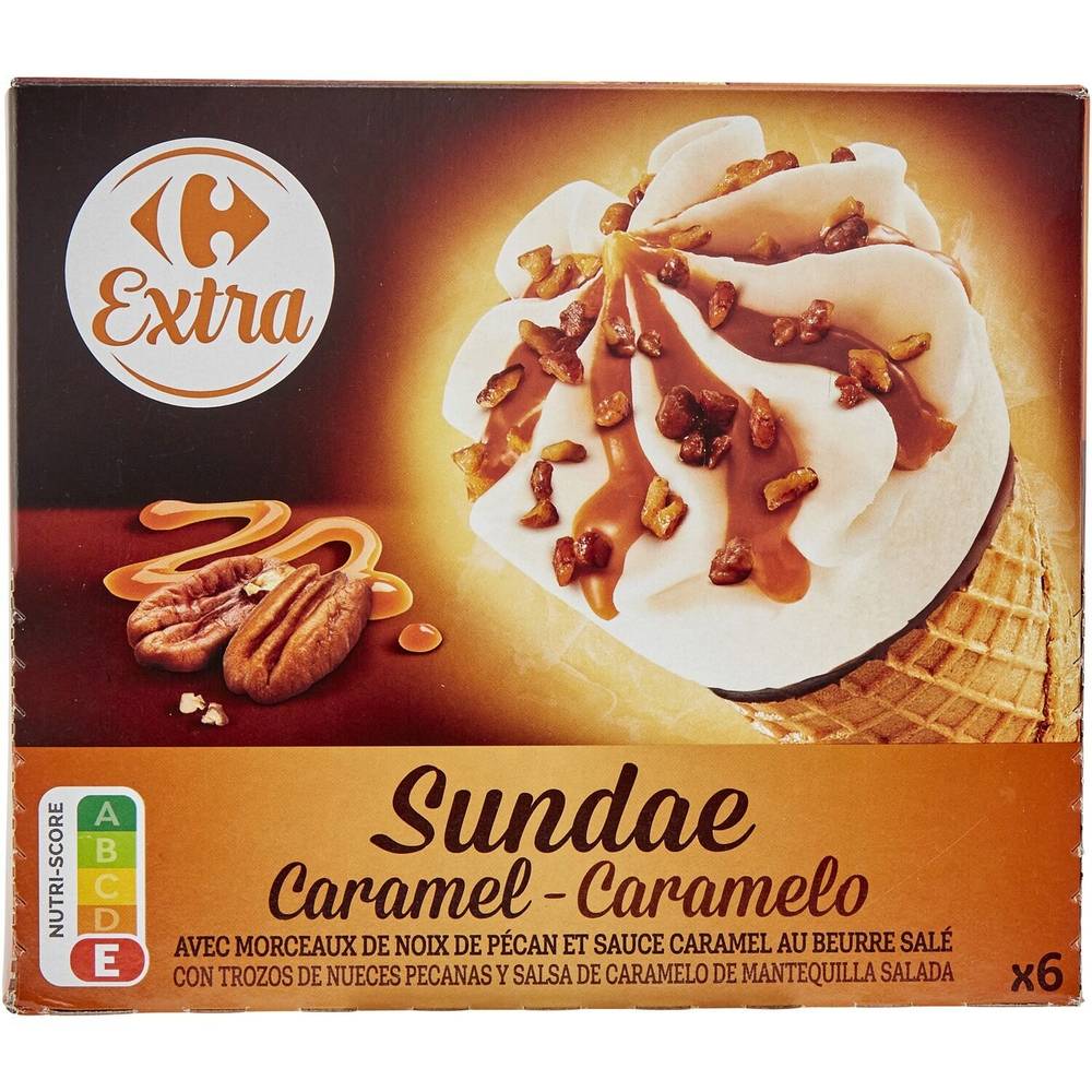 Carrefour Extra - Glaces cônes (caramel - noix de pécan- beurre salé)