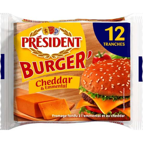 Fromage Pour Burger Cheddar x12 200g PRESIDENT