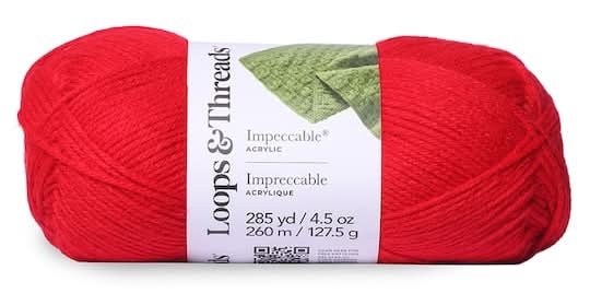 Loops & Threads Impeccable Solid Yarn, Red Hot (4.5 oz)